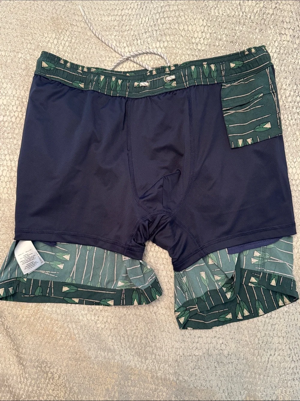 J. Crew Dark Green Patterned 6” Men's Swim Trunks